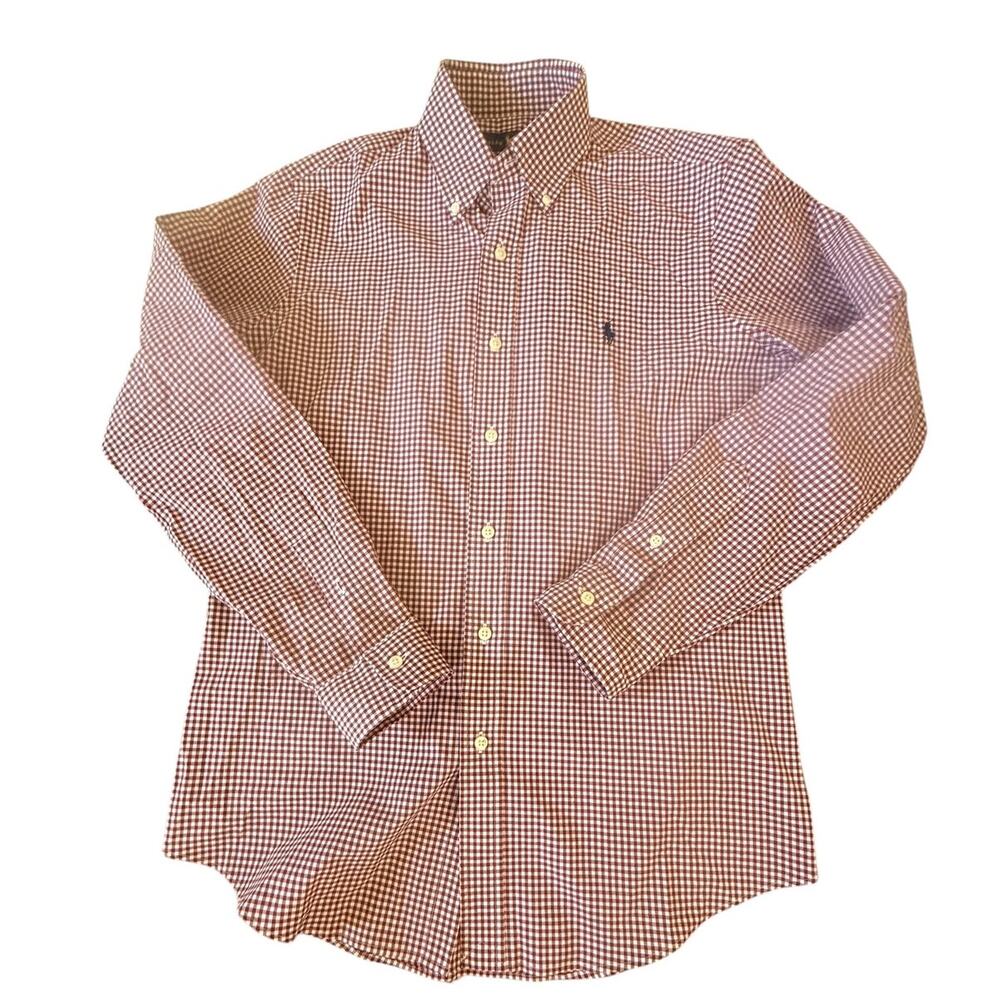 Polo Ralph Lauren Men's button-down shirt classic burgundy/red/white gingham S